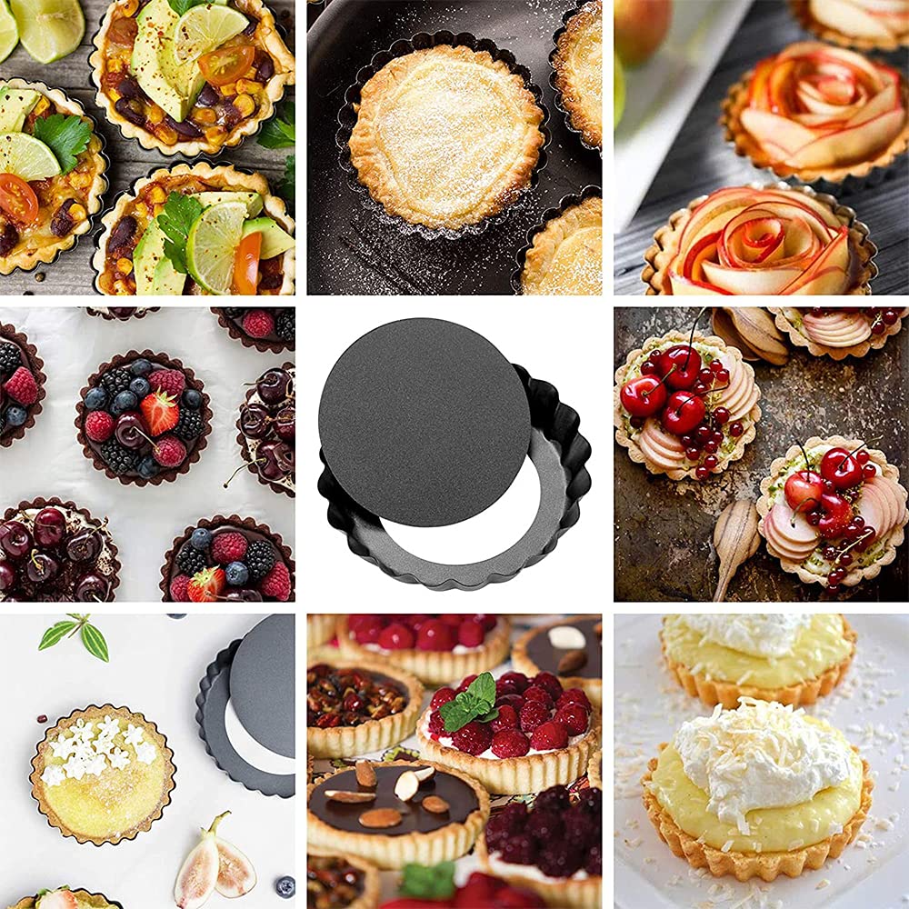 4 Pezzi Stampo Crostate, Antiaderente Teglia Crostata, Teglia Crostata, Teglia per Quiche Tartellette, Crostate al Cioccolato, Torte, Prodotti da Forno in Cucina Casalinga (12 cm / 4,72 Pollici)