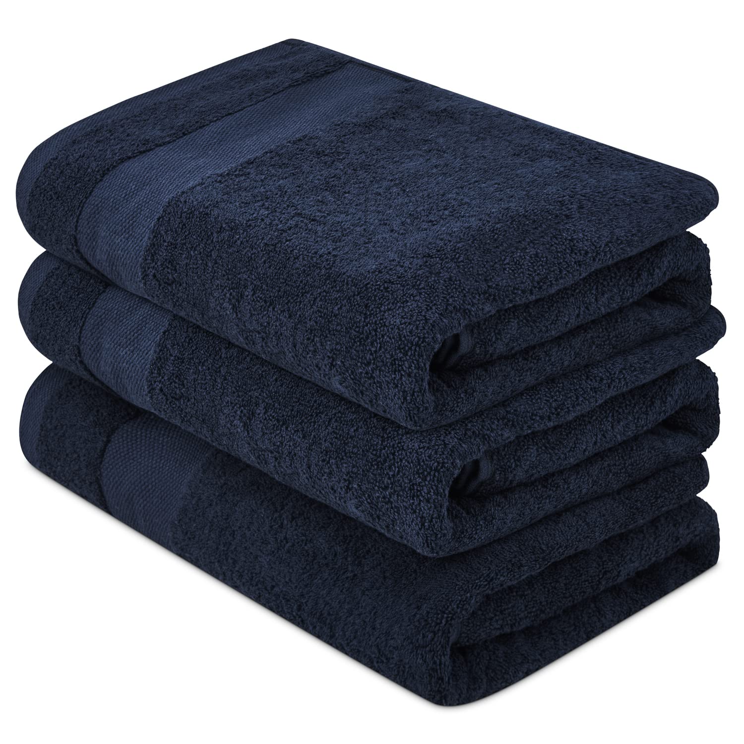 ATEN HomewareLuxury Egyptian Cotton Bath Towels Extra Large - 500 GSM 3 Pieces of 26x54 Inches Bath Sheets - Highly Absorbent and Quick Dry Towel Set - Super Soft Towels for Bathroom (Navy)
