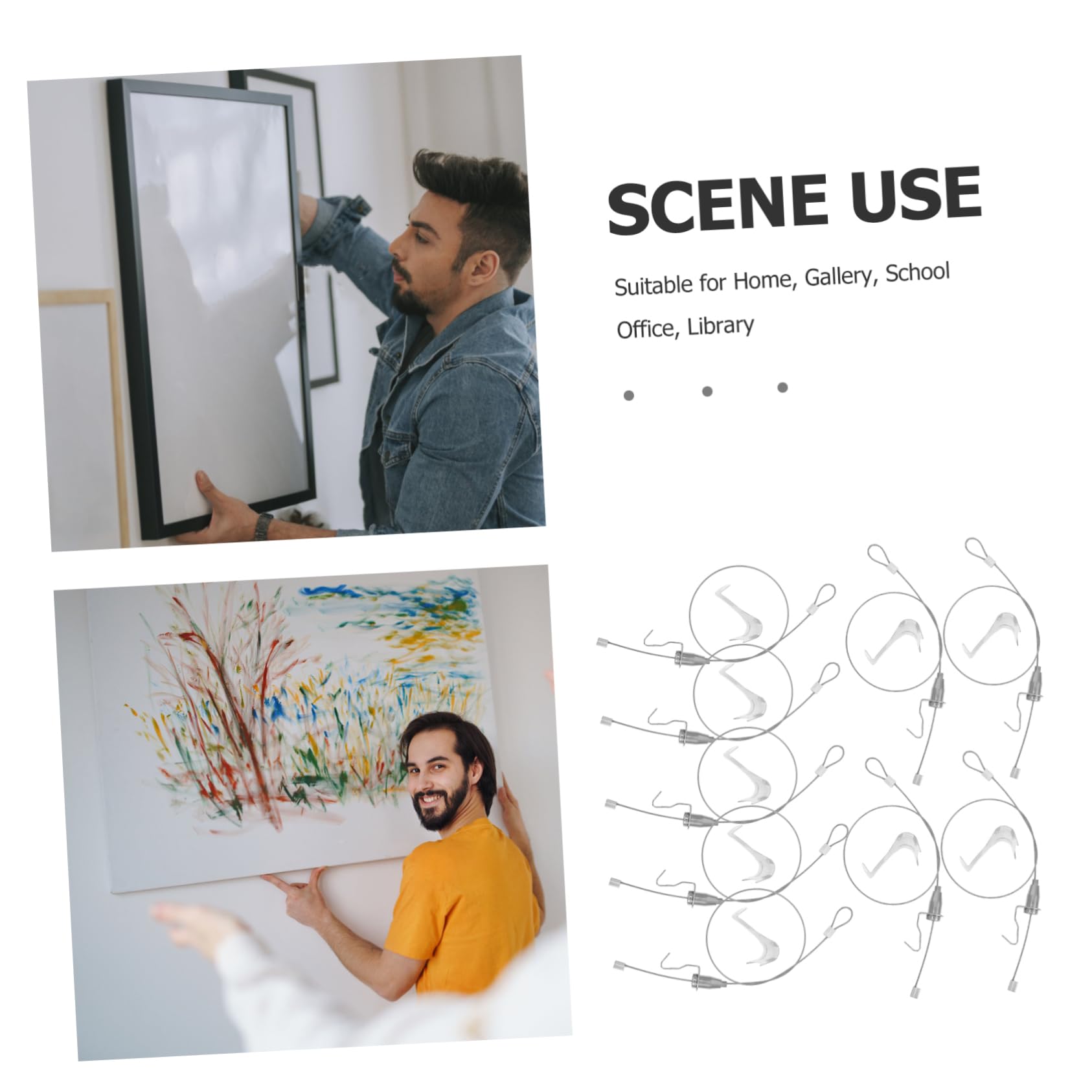 Kit Suspendre pour Cadre Photo Réglable en Acier Inoxydable, Lot de 10 Sets