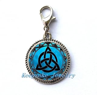 Blue Moon Celtic Triquetra Zipper Pull,Perfect for Necklaces, Bracelets, Keychain and Earrings Charm Celtic Triquetra Handmade Jewelry
