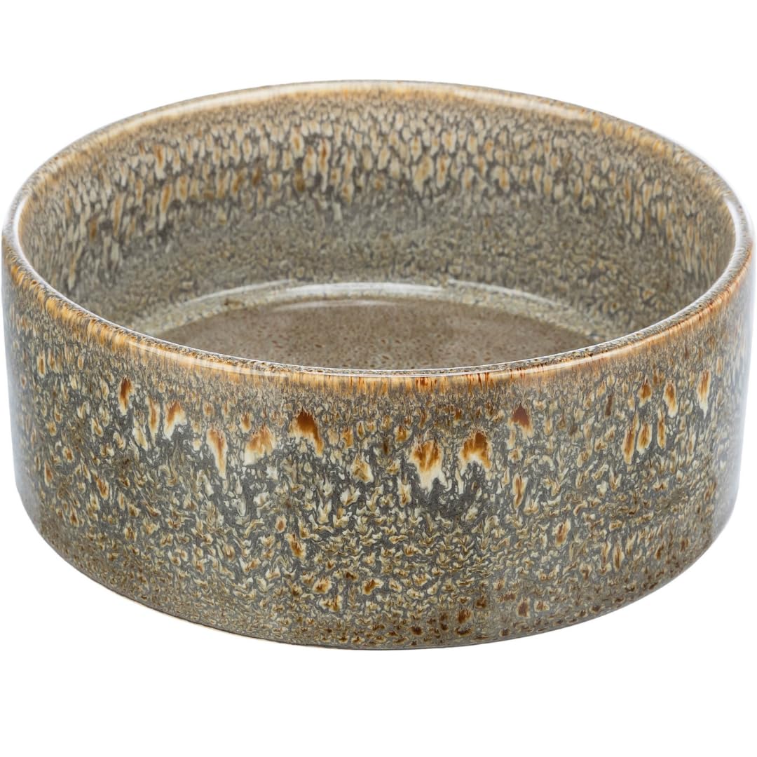 TRIXIE Ceramic Dog Bowl 900 ml – Brown Food Bowl for Dogs Ø 16 cm – Heavy, Non-Slip, Durable and Dishwasher-Safe – 25111