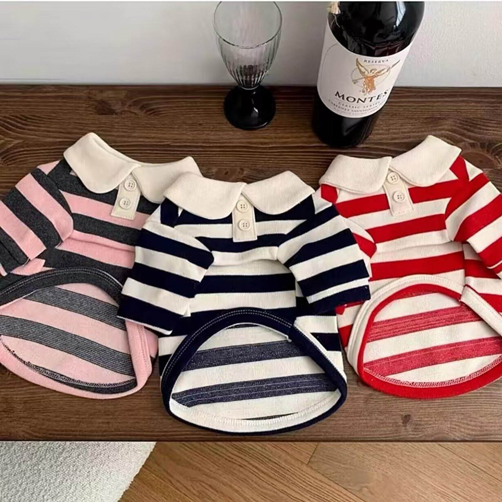 Ling & Bai Dog Cute Polo Shirts Striped Collar T-Shirt Summer Cats Outfits Breathable Thin Dogs Dress for Yorkie Puppy Kitten (XS) - Image 4