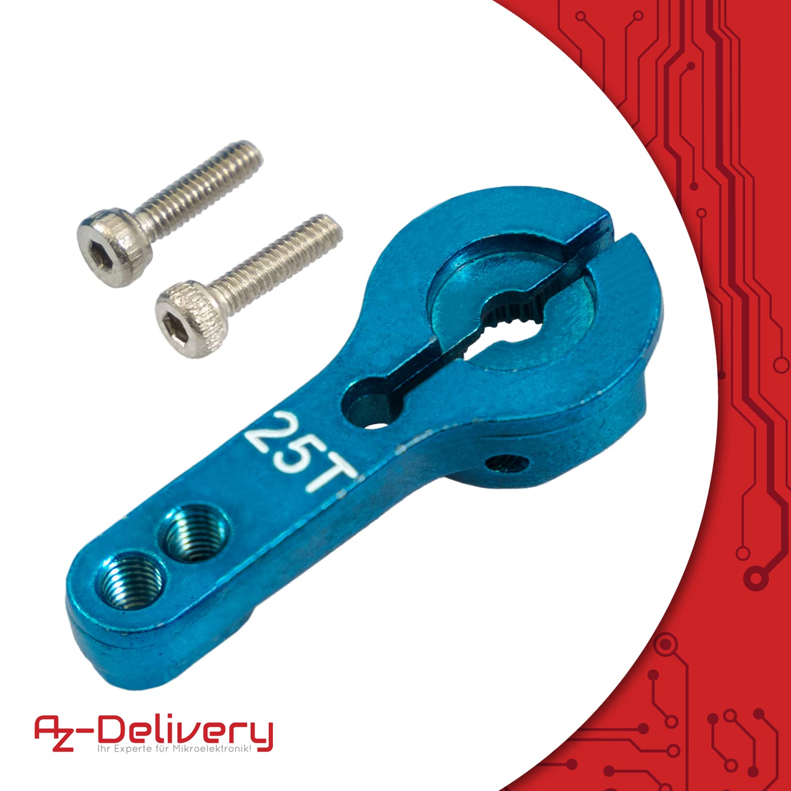 AZDelivery 5 x aluminiowy 25T serworamię klaksonu do HD Servo MG995 MG996R MG946 RED | RC Servo Arm RC akcesoria do większości modeli samochodów RC | metalowe ramię z zapasową śrubą