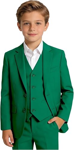 YuanLu Kids 3T Suits for Boys Christmas Tuxedo Green Easter Dress Outfit