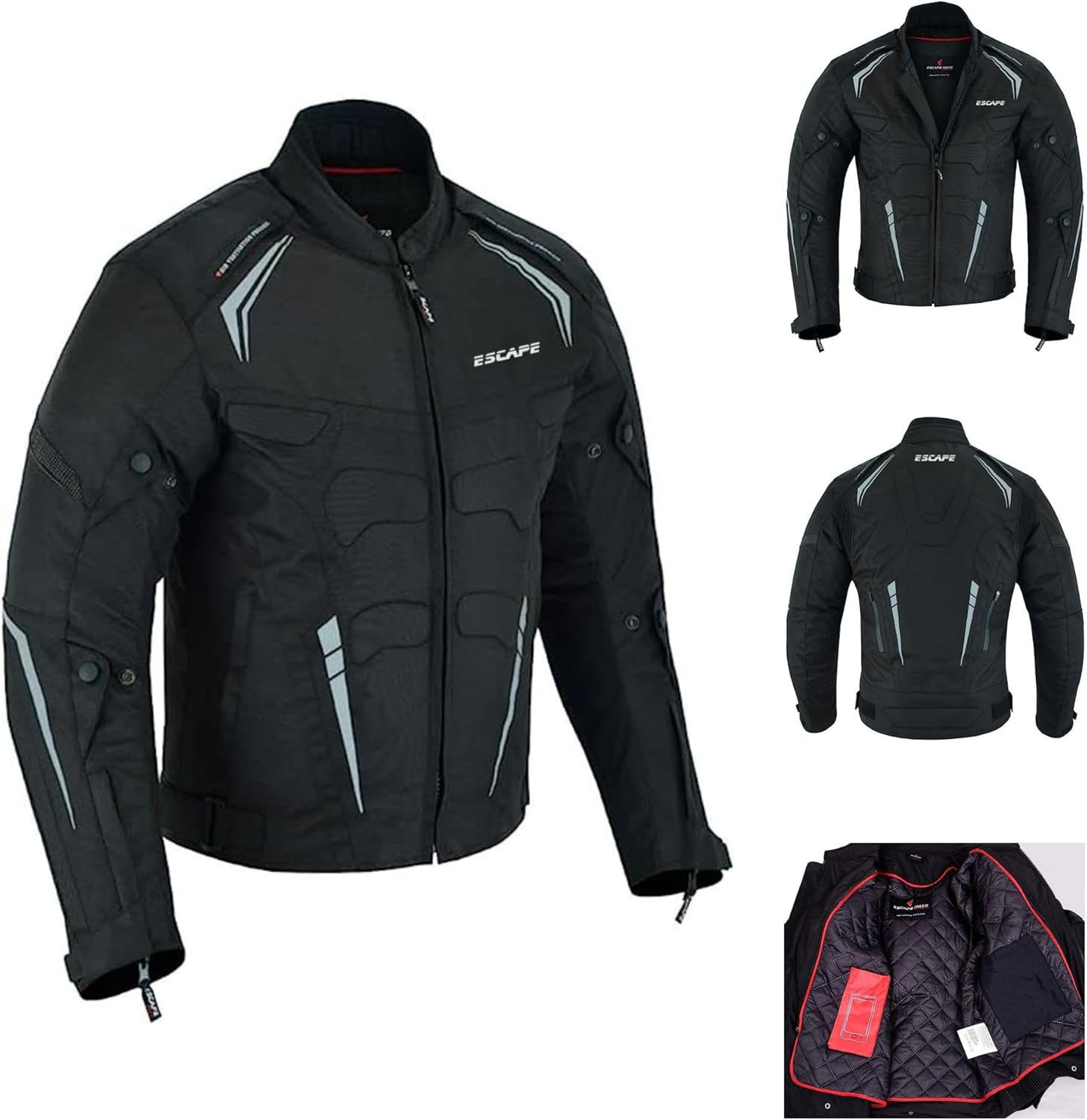 Escape Maverick Motorcycle Jacket, CE Armor Protection, Waterproof Cordura, All-Season Riding Gear, Black