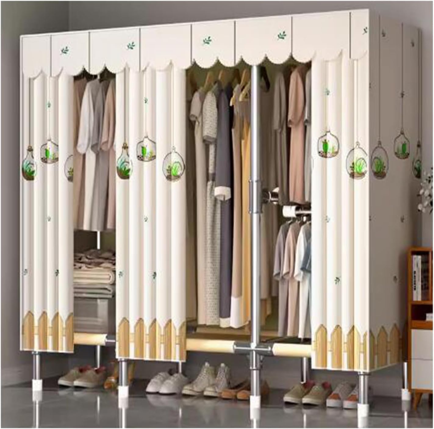 Large Closets Large Closet Metal Steel Rack Clothes Closet with Clothes Rail Closets for Bedroom Thick Cloth Portable Wardrobe Closet Space-Saving(H168cm/66.1in)