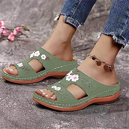 Miniatura 3 de Ladmiple Sandalias para mujer 2023 con diseño floral y ortopédico con soporte de arco sandalias romanas casuales con punta abierta