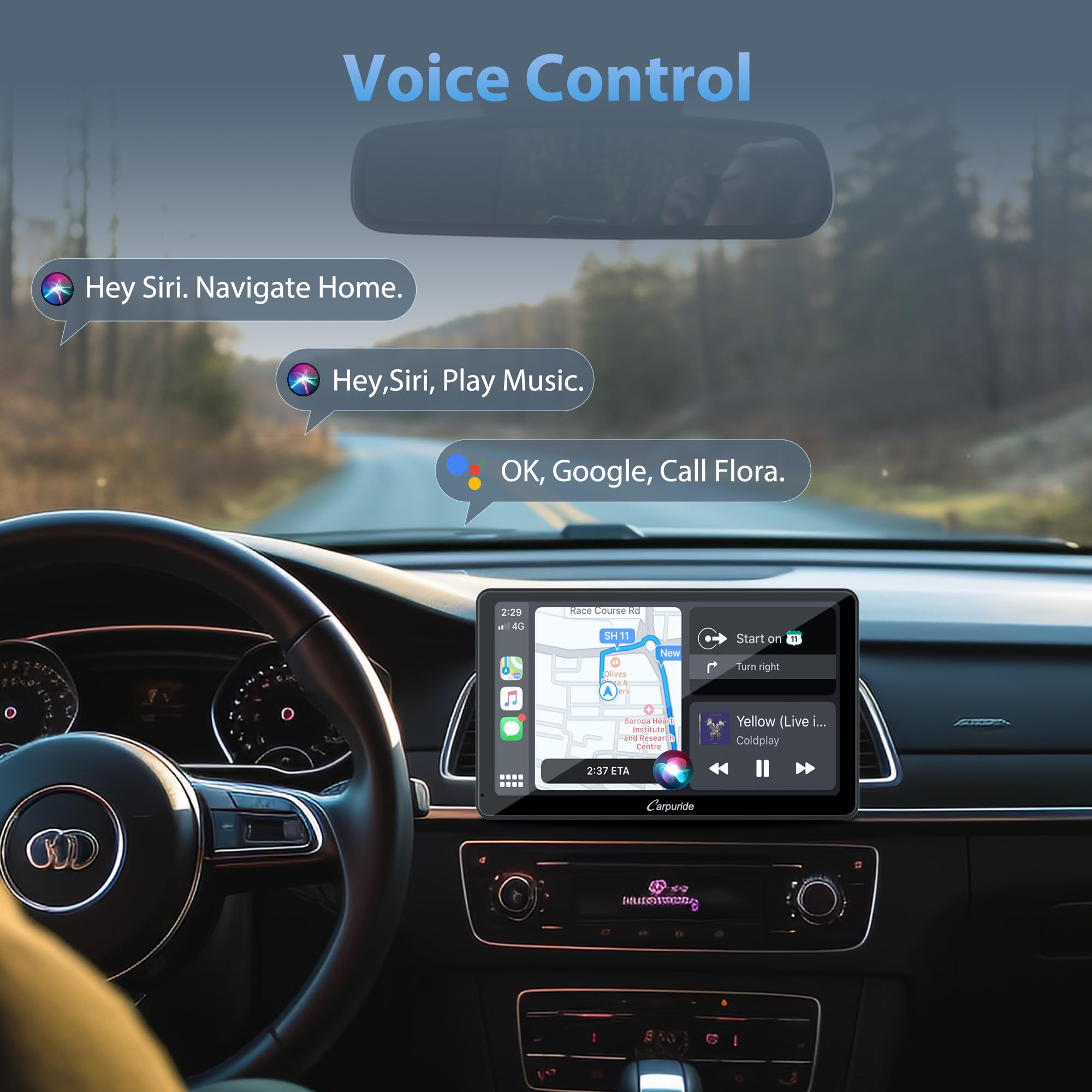 Carpuride YT101S Schermo 2 DIN con Wireless CarPlay e Android Auto | Touchscreen IPS HD da 10.1" con Navigazione GPS, Mirror Link, Controllo Vocale, Telecam Posteriore, Bluetooth, USB, FM, SWC