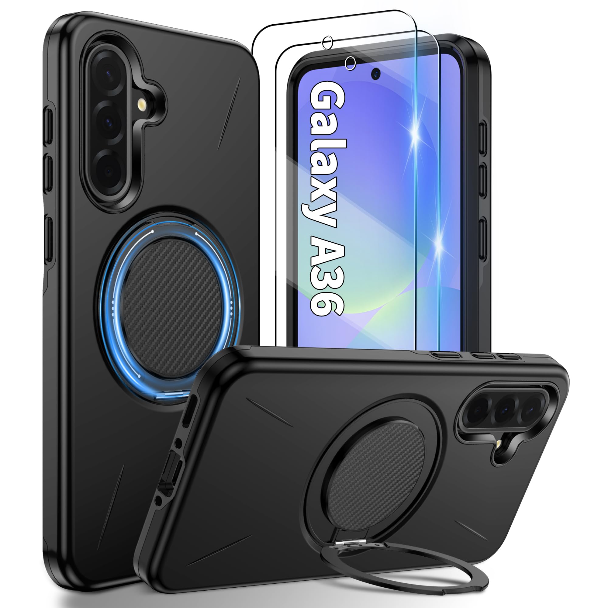 Gritup für Samsung S Serie Gehäuse [Kompatibel mit MagSafe Zubehör]: 2 Stück HD-Bildschirmschutz, eingebauter Kickstand, Dual Layer Stoßdicht, Kamera Guard, Samt Touch