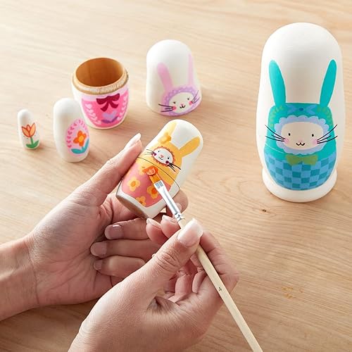 Miniatura 4 de Juvale Juego de 5 muñecas rusas sin terminar de anidar  espacios en blanco de madera, estilo moderno marrón, 5.5 x 2.4 a 1.38 x 0.59 pulgadas