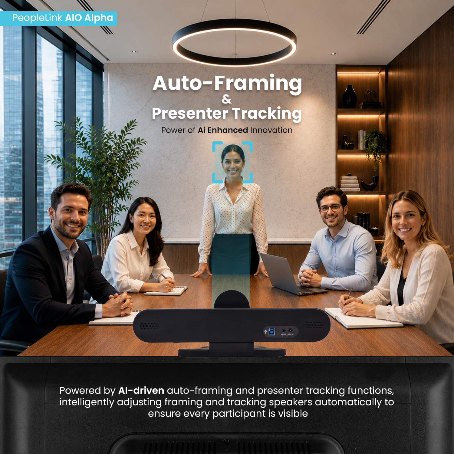 PeopleLink AIO Alpha: 4K AI Video Bar for Meetings -3