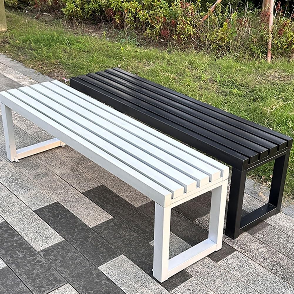 3-osobowa stalowa ławka ogrodowa, na zewnątrz, patio, do ogrodu, parku, werandy, wytrzymała, czarna, 180 cm długości, trwałe i stylowe meble