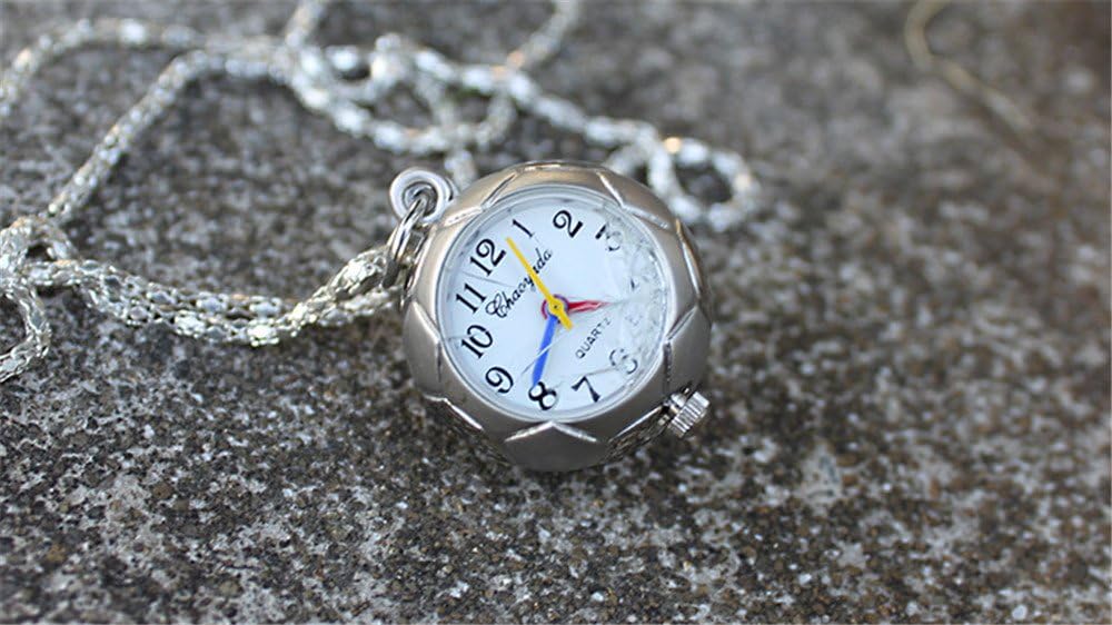 ASHIA Footabll Sports Keychain Watches Pocket Watch for Boys Men Kids Gift (Silver)