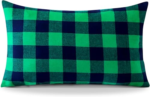 Vista 10 de Ohok Fundas de almohada decorativas para decoración del hogar, sofá, cama, dormitorio, sala de estar (18 x 18 pulgadas, paquete de 2, cuadros verdes)