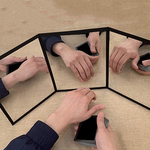 Miniatura 2 de Espejo mágico, espejo de 3 vías, espejo triple plegable para practicar ilusiones mágicas de trucos, accesorios de mago profesional, espejo de 3