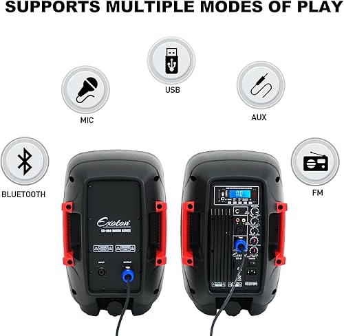 Miniatura 4 de EXOTON EX-08A - Altavoces PA profesionales de doble alimentación de 8 pulgadas, altavoces activos y pasivos de 2 vías, sistema de PA combinado con