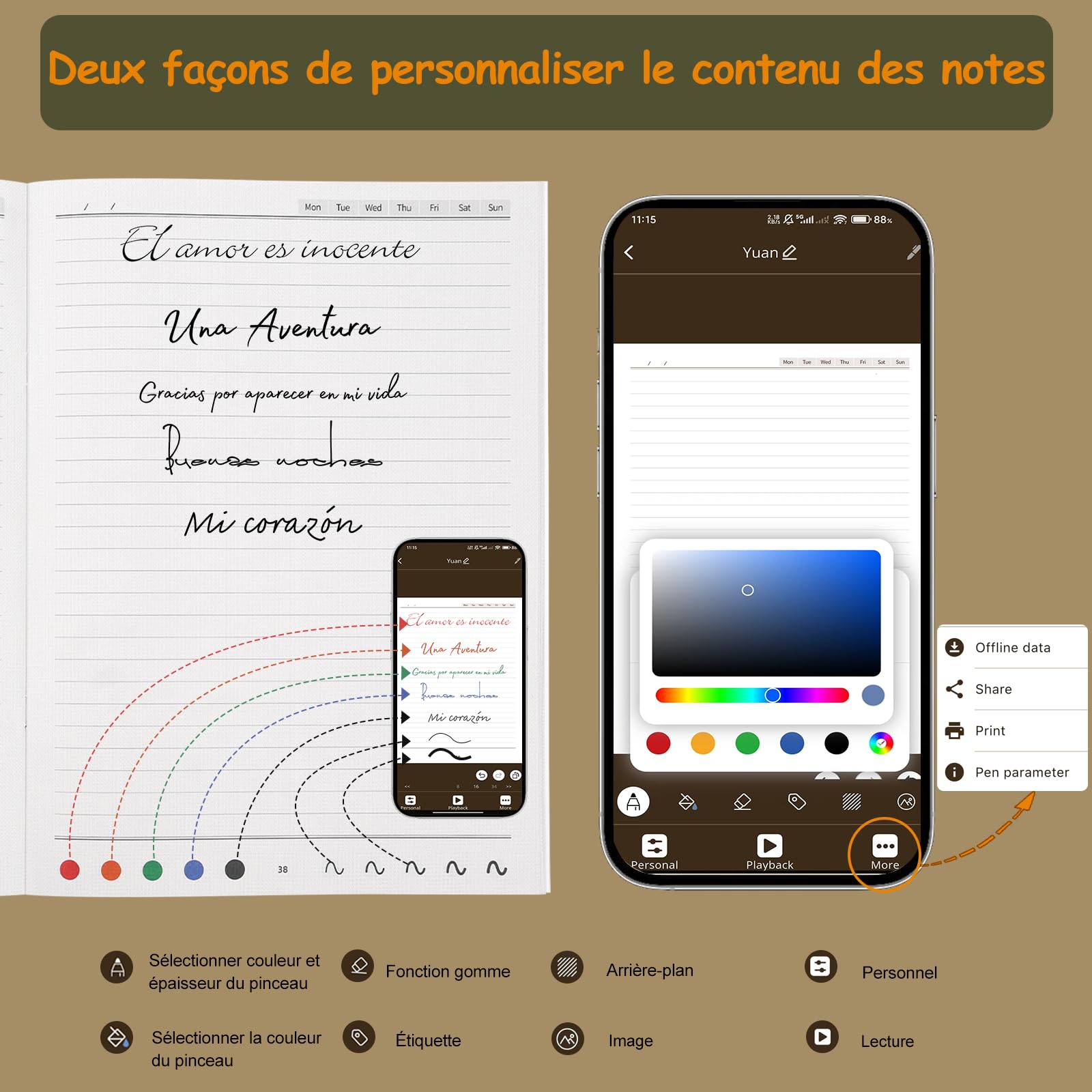 Yuan Kit Stylo Intelligent Smart Pen and Notebook - Smart Writing Set Prise de Notes avec 3 Cahiers A4, Synchronisation Numérisation Temps Réel, Compatible iPad iOS Android pour Reunions CoursCreation