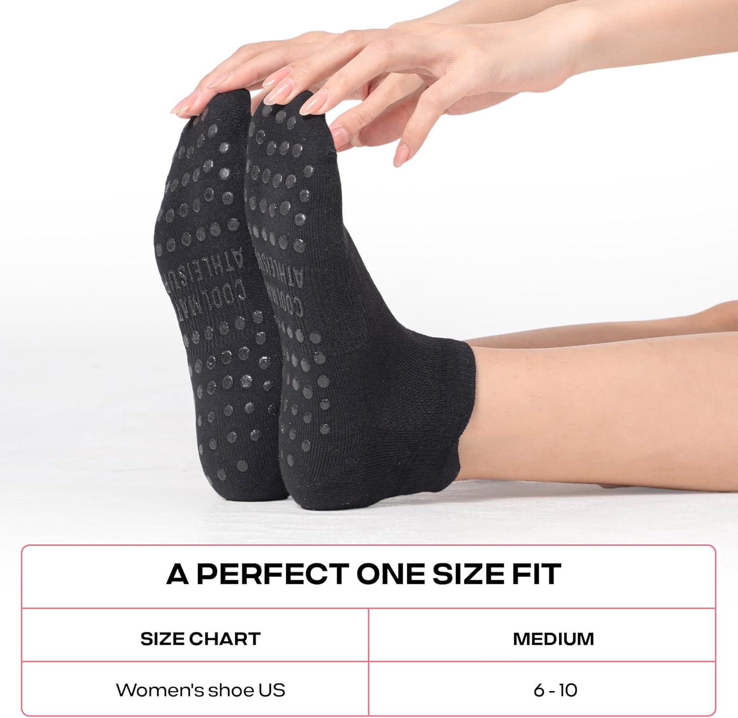 CoolMate Pilates Socks with Grips for Women, Yoga Socks, Crew Non Slip Women for Barre, Valentines Day Gifts for Her - Image 5