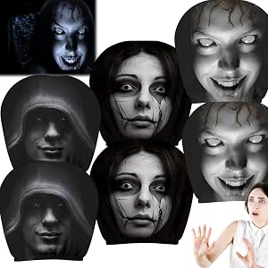 4/6/8 Pcs Halloween Housses de tête de visage fantôme pour voitures, housses de têtes de voiture Scary&Creepy, raccord sans couture haute résilience, lavable en machine, installation instantanée pour toutes les voitures, E