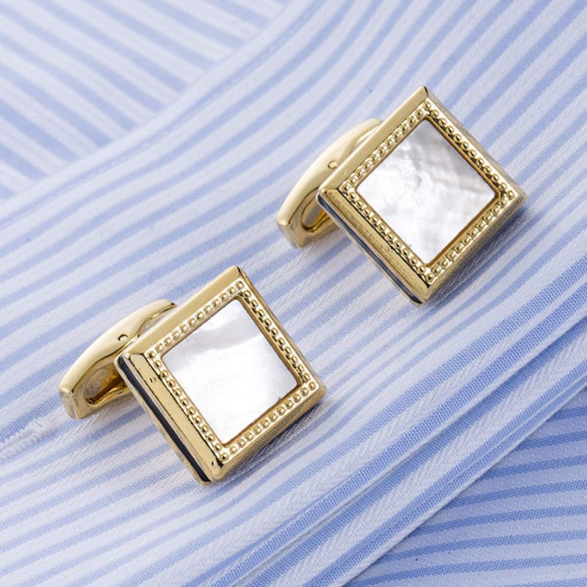 Business French Style Copper Cuff Studs for Shirts, Golden Pair