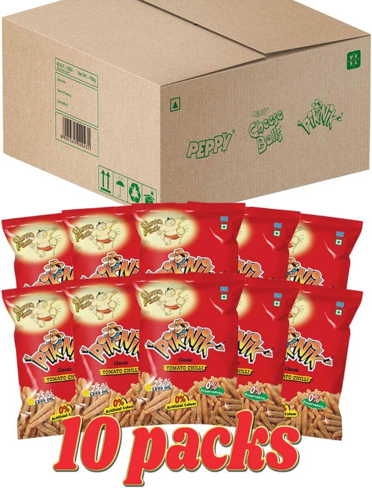 PIKNIK Classic Tomato Chilli Jumbo Box Pouch, 10 x 60 g