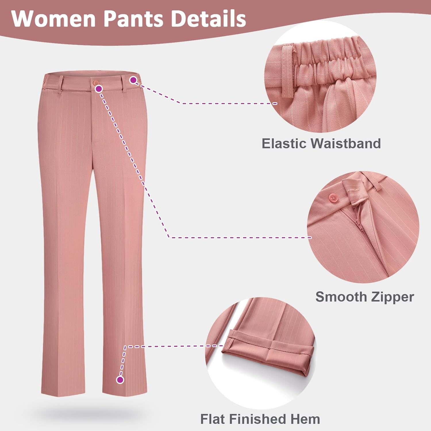 Women's Suit 2 Piece Pants Set Business Pinstriped Double Breasted Office Slim Fit Blazer Outfits for Women - Image 5