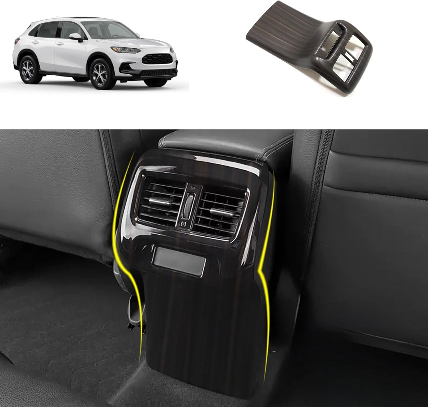 Rear Air Vent Panel Cover Trim Compatible with Honda New HRV HR-V 2026 2025 2024 2023 Rear Anti-Kick Panel Molding Interior Car Accessories ABS 1PC(Carbon Fiber Style)