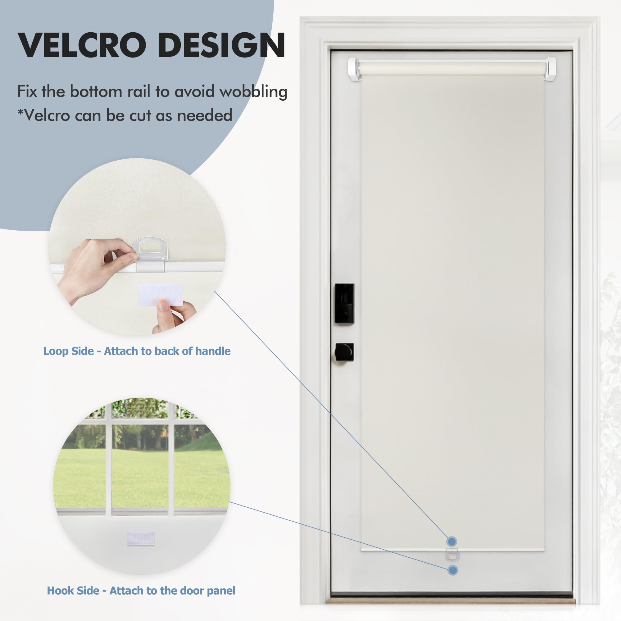 Snapklik.com : 100% Blackout Door Blinds, No Drill Cordless Roll Up ...