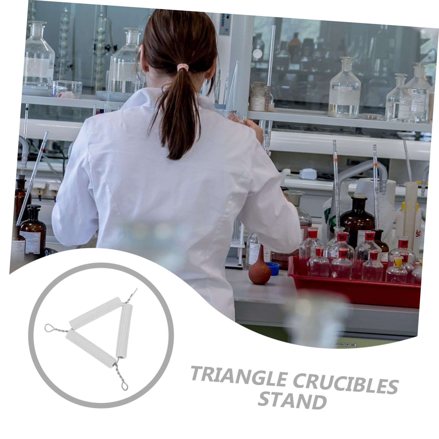 Gatuida Support de Creuset Métallique Blanc 10pcs pour Laboratoire, Résistant Haute Température, Structure Triangulaire en Fer et Coton pour Activités D'enseignement Chimie