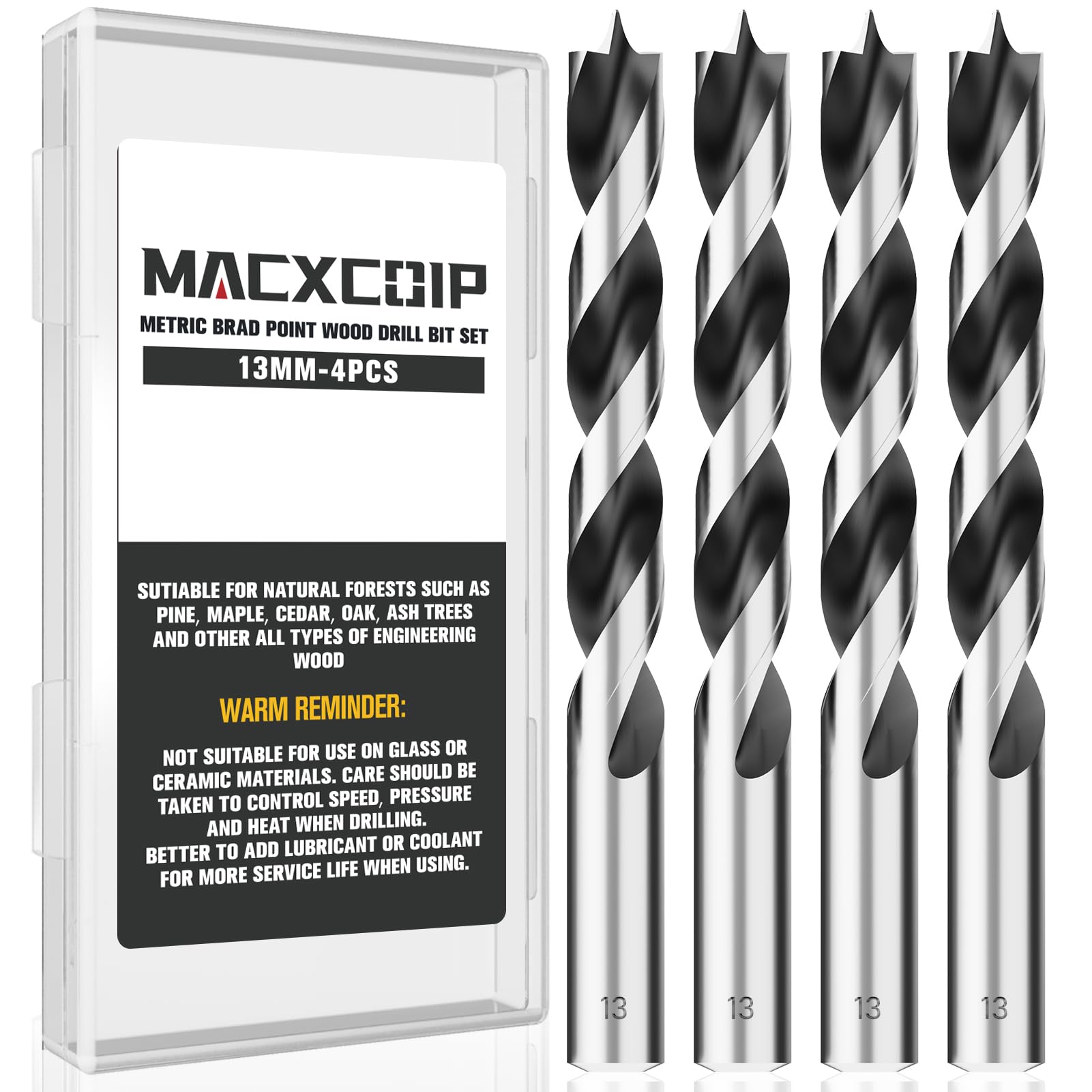 16pc Brad Point Drill Bits - Extra Long Wood Drill Set -30
