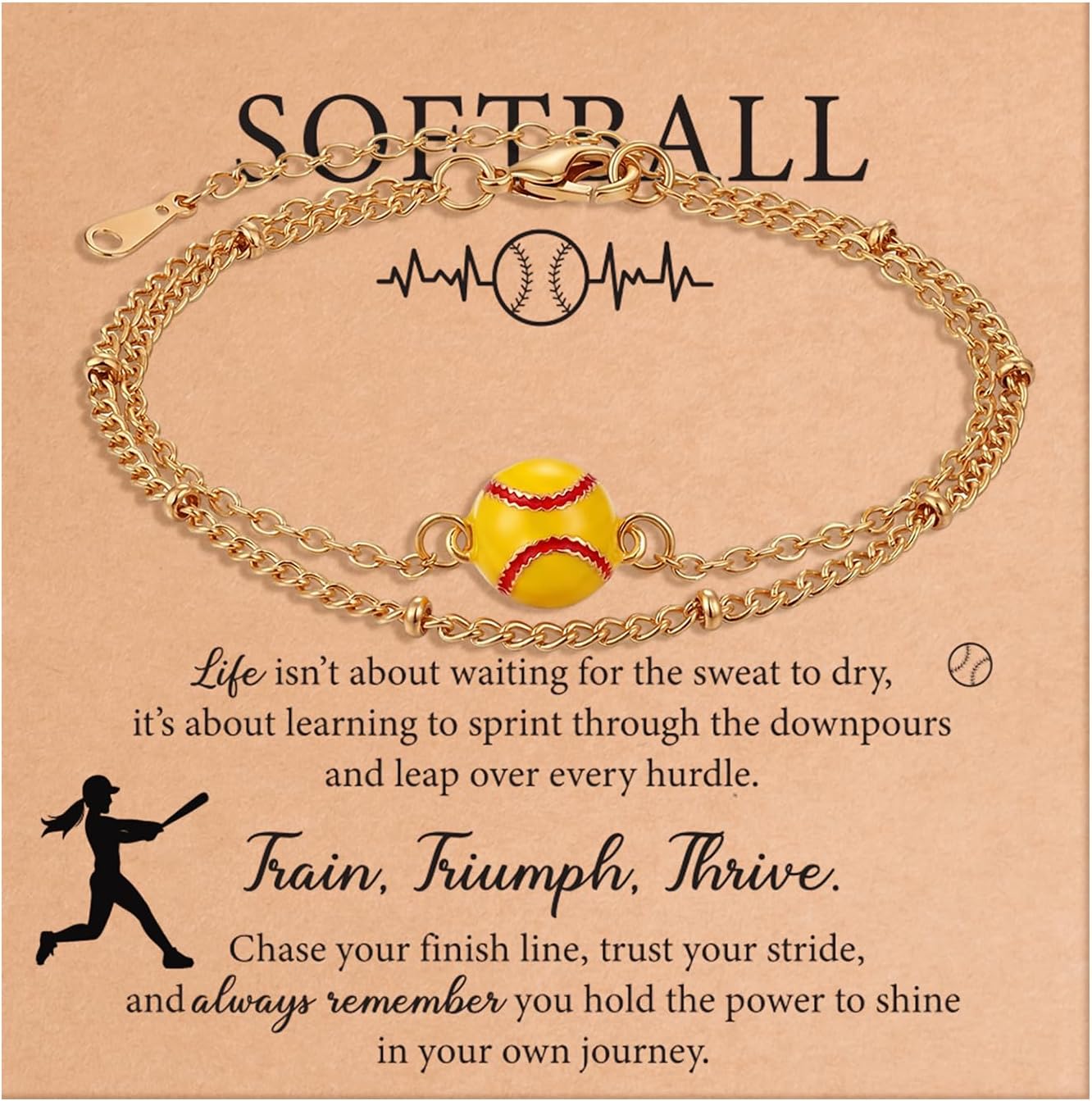 Sureio Softball Bracelet Gift for Girls Softball Bracelet with Card for Mom Sport Jewelry Accessories Trendy for Mom Sport Team Coach Players
