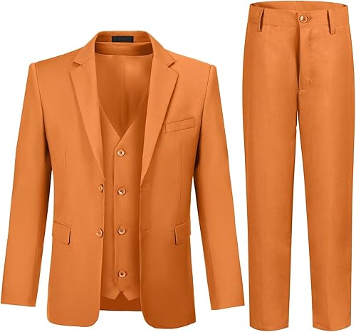 Boys Suit Size 20 Orange Kids Wedding Outfits Classic Fit Children Formal Suit S