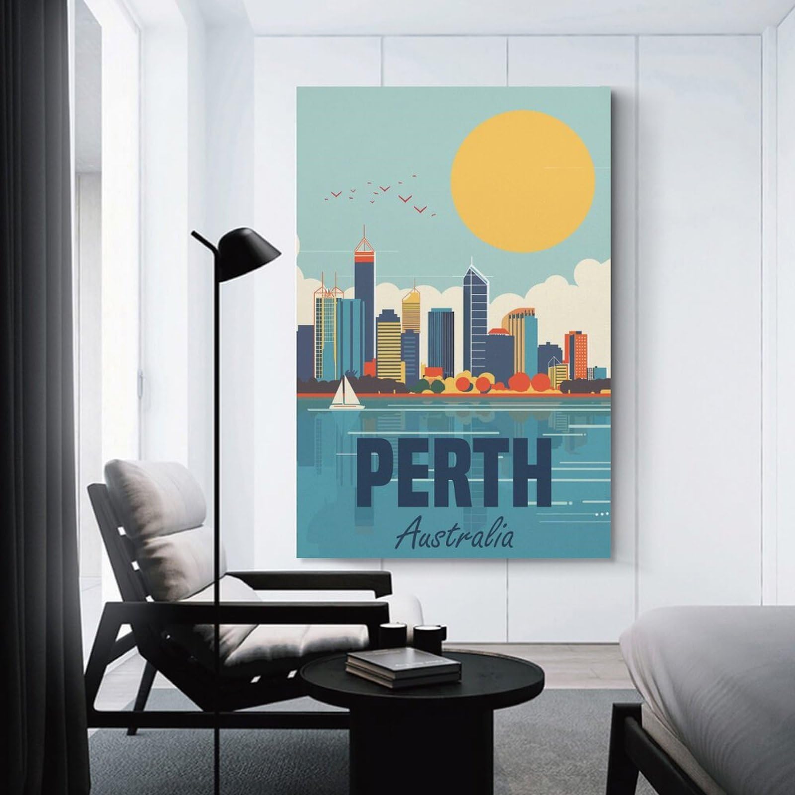 Junmoney Perth Australia Canvas Wall Picture 24x36inch(60x90cm), for Picture Wall Styling in Lounge Or Bedroom, Decorative Artwork with Flexible Styling