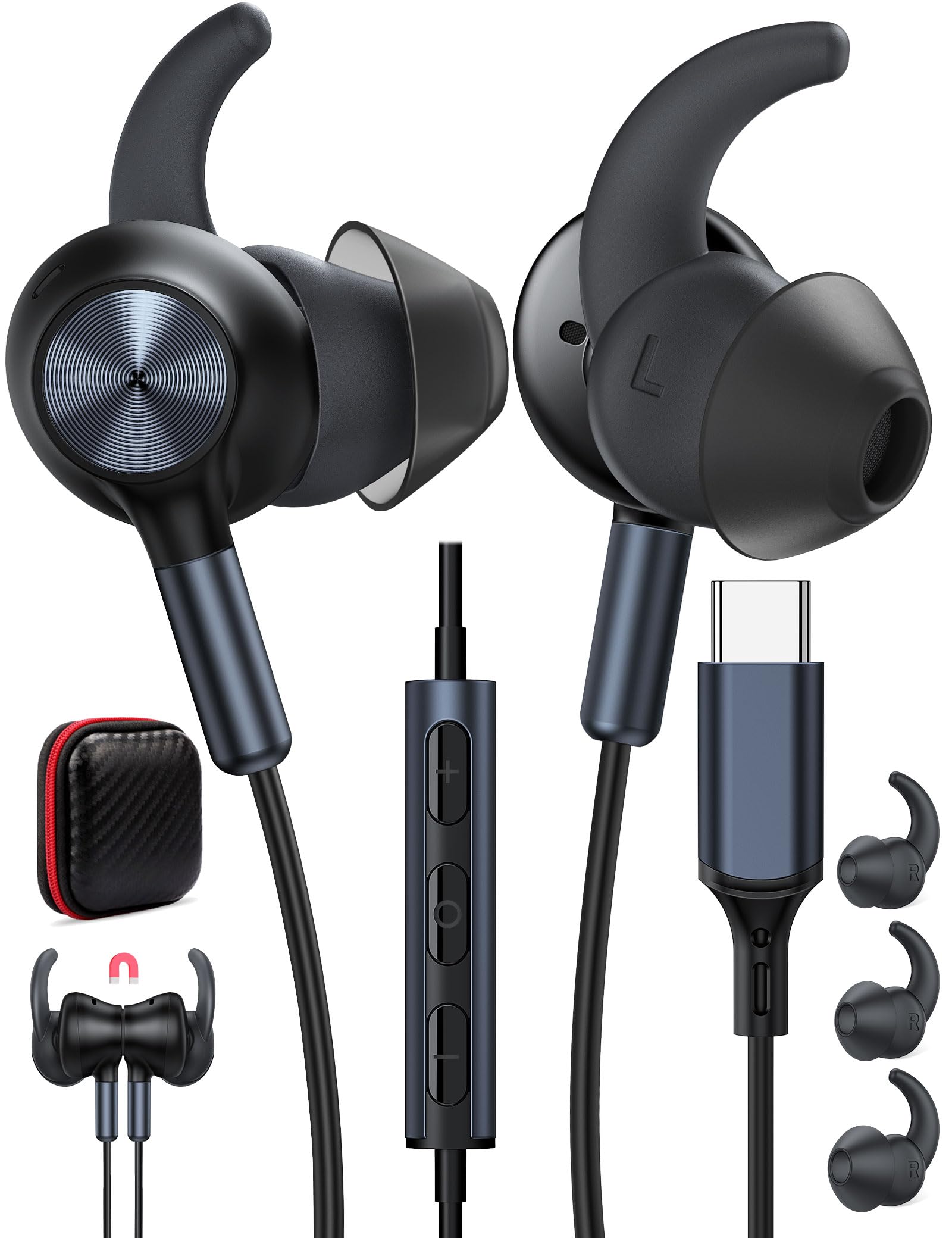 Amazon.com: TOPAUX USB Type C Headphone 5FT Wired Earbuds Anti