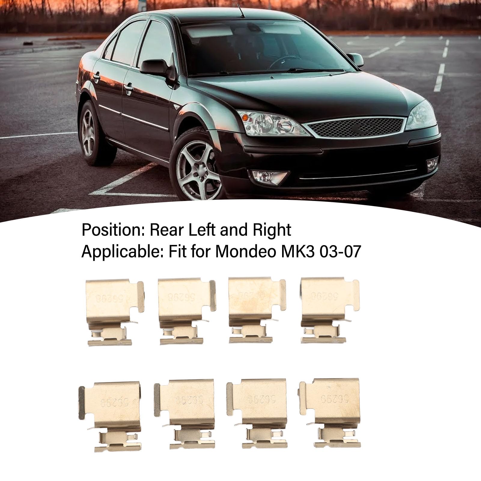 Kit de ajuste de la pastilla de freno trasero BPF1298A El conjunto de clip de la pastilla de freno de calid premium mejora el rendimiento de frenado para Mondeo MK3 2003 a 2007