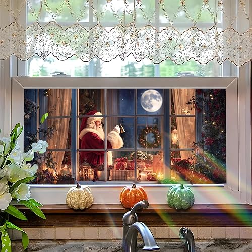 Miniatura 8 de Película decorativa para ventana de 39.37 x 17.32 pulgadas, acogedora chimenea para interiores, película decorativa de adherencia estática