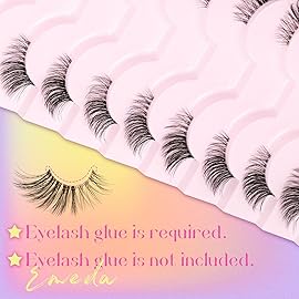False Eyelashes Half Lashes 4/3 Corner Eyelashes Natural Wispy Lashes D Curl 12mm Reusable Pestaas Postizas Naturales Cat Eye 10 Pairs Short Fake Lashes Strip Clear Band by EMEDA (01)