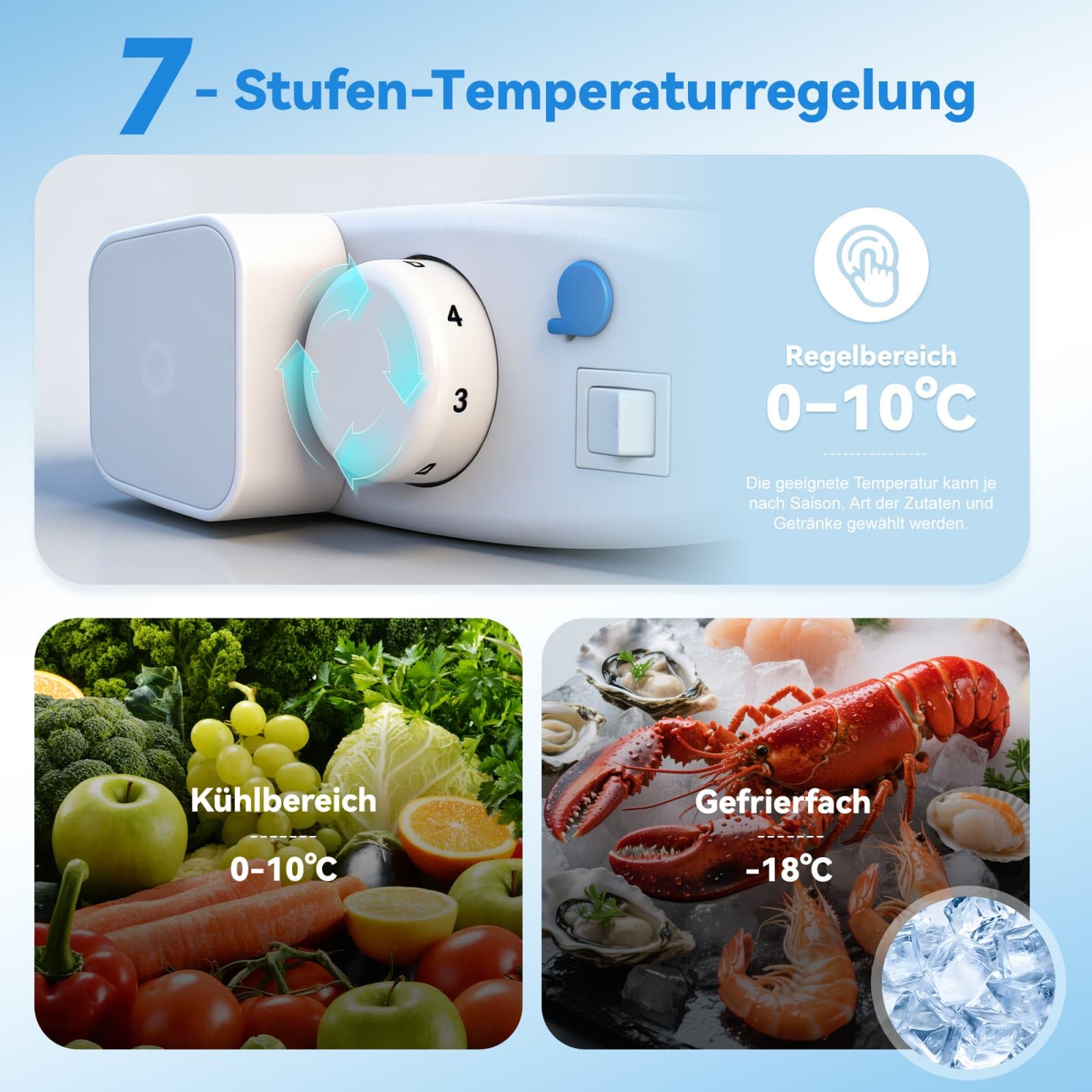 KOMHTOM Réfrigérateur à 2 Porte, Petit Frigo, Réglage de La Température à 7 Niveaux, Classe E, éclairage LED, étagères Réglables, pour Cuisine et Salon (Blanc, 112L)