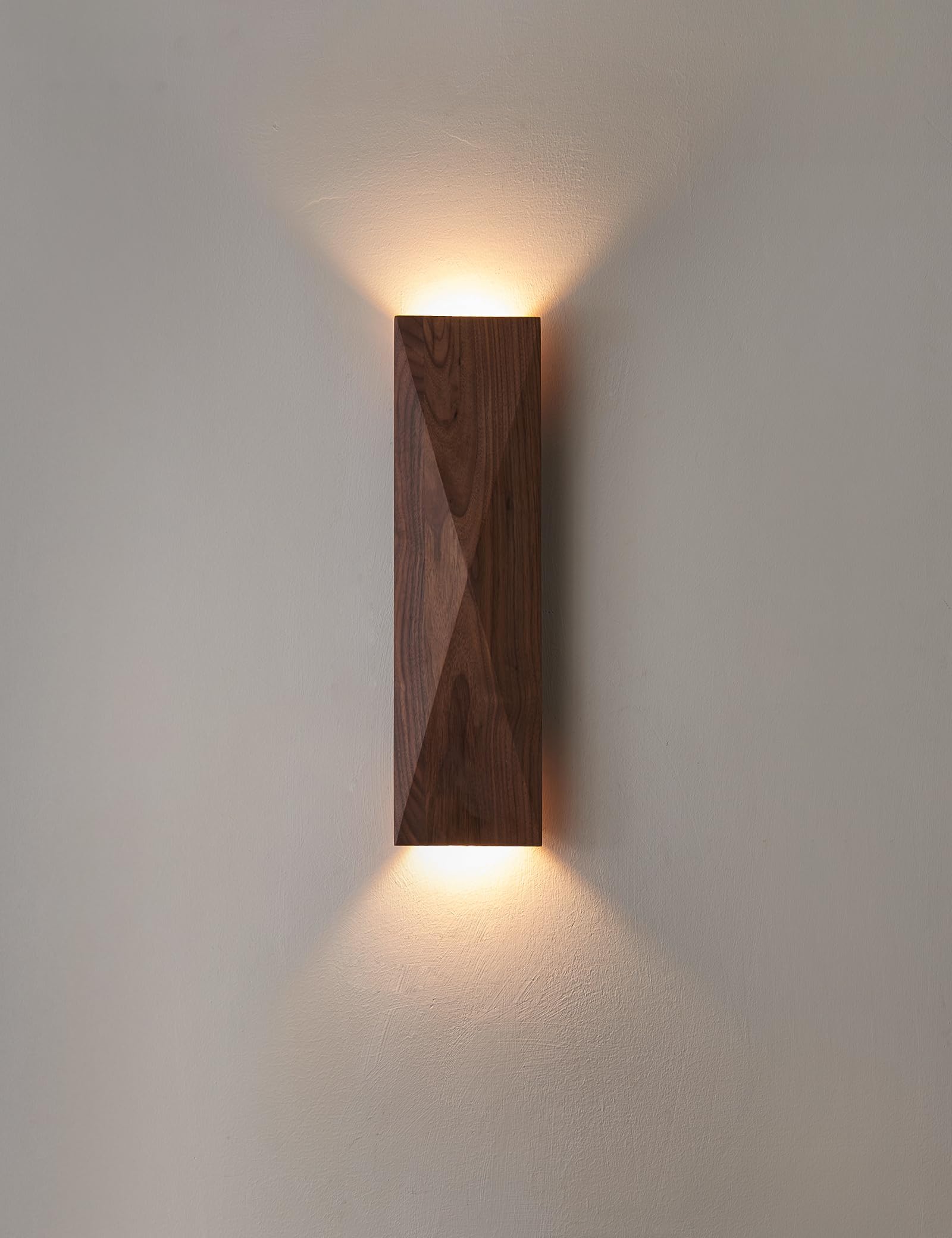 Photo 1 of Modern Walnut Wood Wall Sconce Light, Iron Frame, 15.74x3.94 Inch, G9 Bulbs, Contemporary Wooden Wall Mount Lamp for Living Room, Bedroom, Hallway (Wooden Wall Sconce)