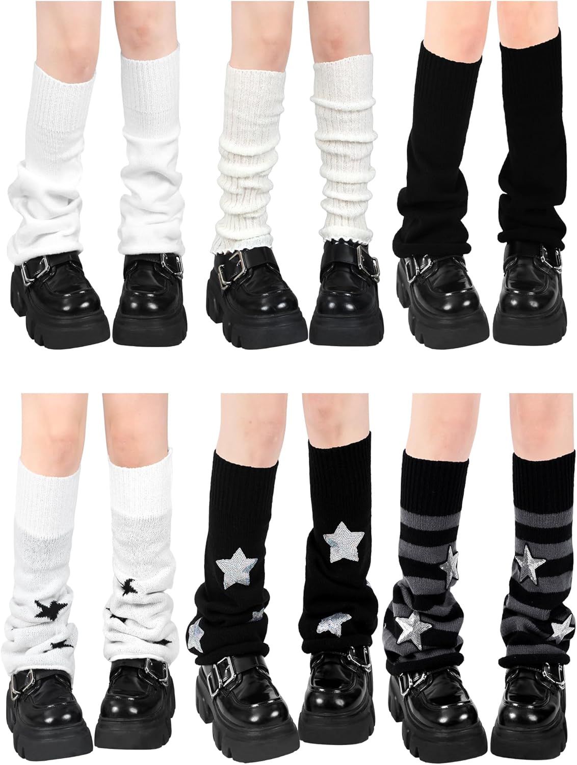 Geyoga Y2k Accessories Harajuku Winter Leg Warmers Girls Gyaru Japan Kawaii Leg Warmers Goth Lolita Knit Boot Socks