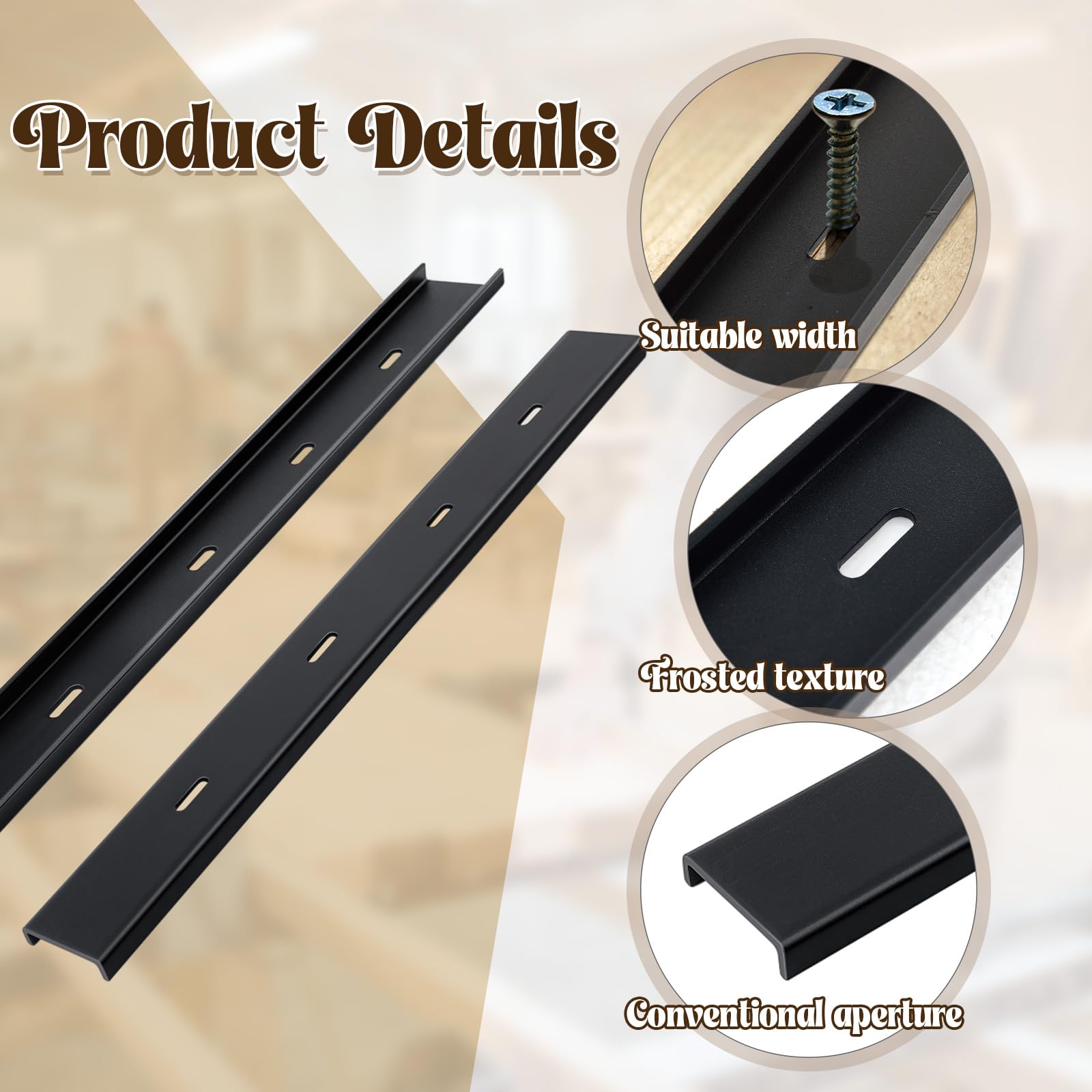 Blulu 2 supporti a C in acciaio con canale a C, staffa a C nascosta, per piano di tavolo, lastre con bordo vivo, lavorazione del legno, finitura nera (61 cm)