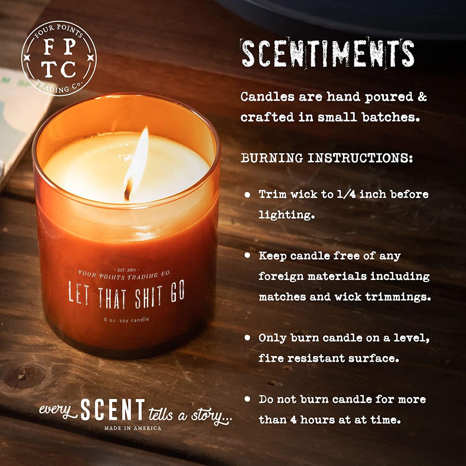 Scentiments Let That Shit Go - Pineapple and Cilantro Scented Candle - Soy Aromatherapy Candle with Jar - Christmas, New Year, House, or Birthday Gift for Home Decor - 8oz