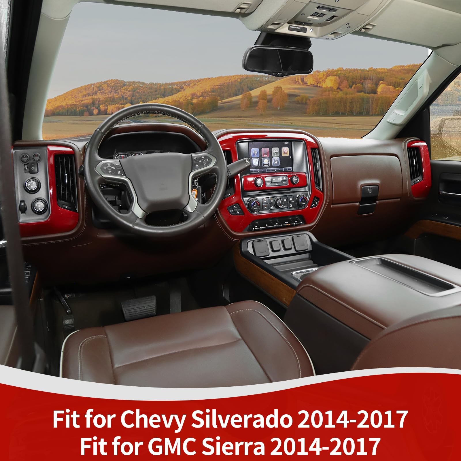 Red Carbon Fiber Seat Adjustment Panel Trim Cover – Fits Chevy Silverado & GMC Sierra 2014-2018
