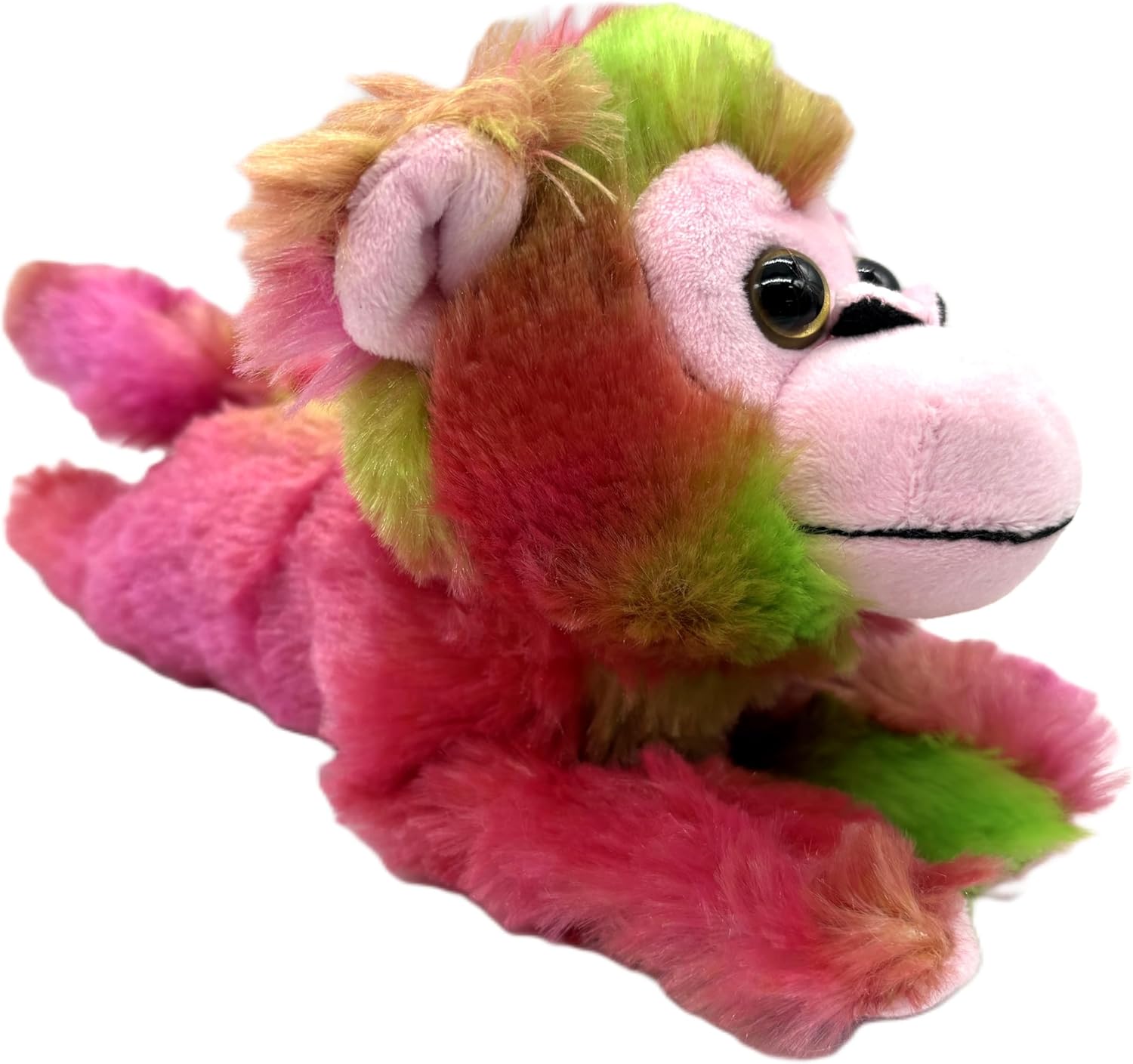 The Petting Zoo Tie Die Monkey Stuffed Animal Plushie Slap Bracelet, Gifts for Kids, Slapstix Wildlife Animals, Monkey Snap Bracelets, 9 inches (Pink Berry)