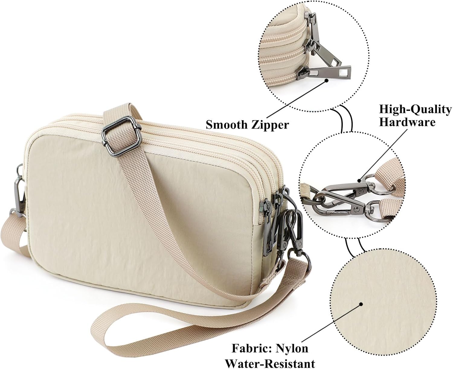 Small Wristlet Wallet for Women, 3-Zip RFID Crossbody Phone Purse - Image 7