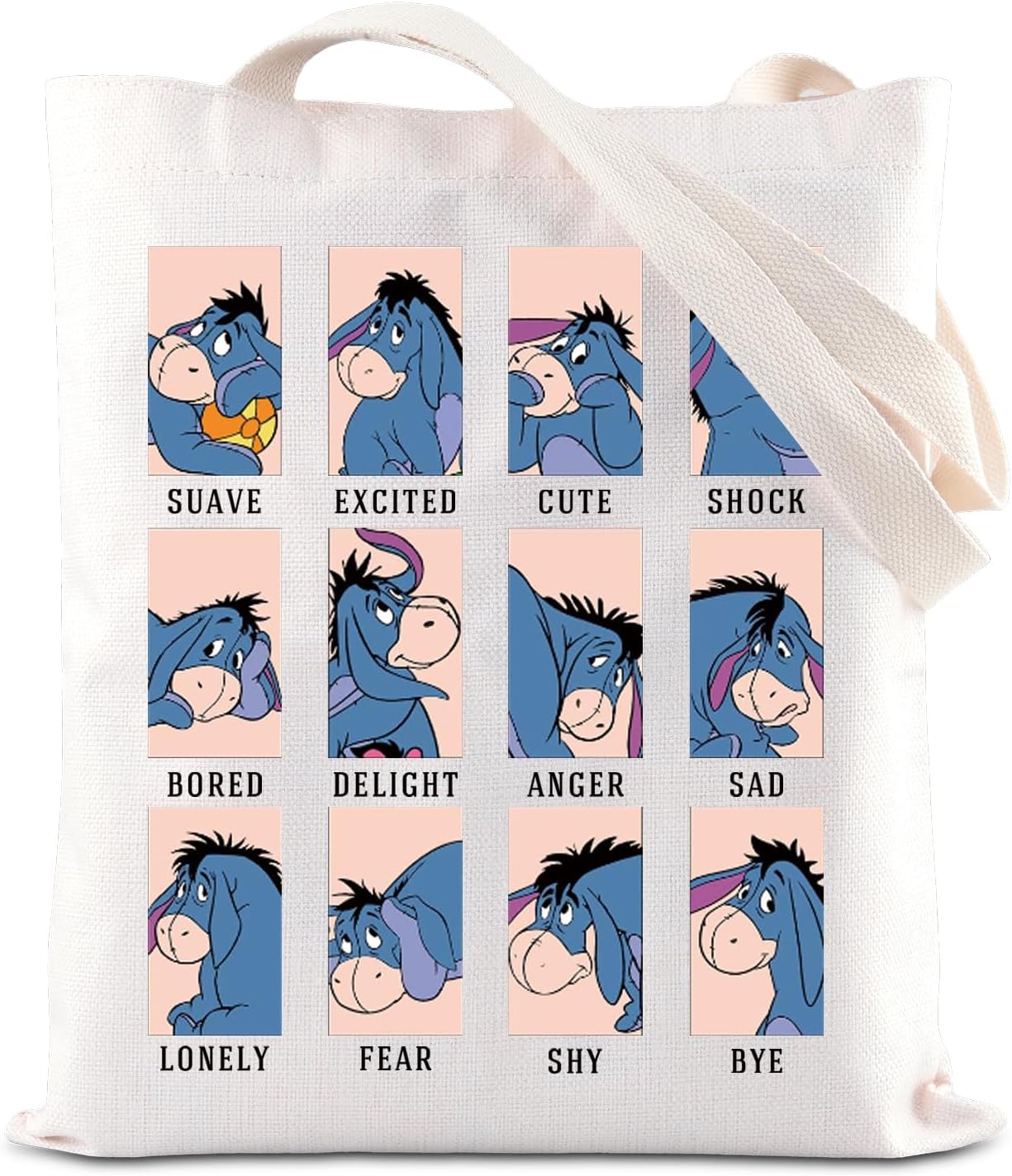 FOTAP Cartoon Don-key Mode Merch Don-keyTote Bag Don-key Emotion Handbag Magical Kingd*m Gift Vacation Trip Gift Don-key Lover Gifts (EEY Mode T)