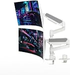 Dual Monitor Bras pour 17-49 pouces Écrans ultralarge, Dual Moniteur Mount Heavy Duty jusqu'à 44lbs, Support de bureau à double écran à mouvement vertical réglable, 75/100mm VESA Monture noire