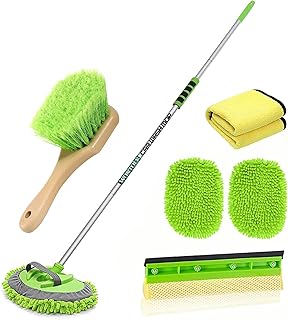 Wontolf 62'' Car Wash Brush with Long Handle Chenille Microfiber Car Wash Mop Car Washing Brush Cleaning Kit Car Wheel Tir...