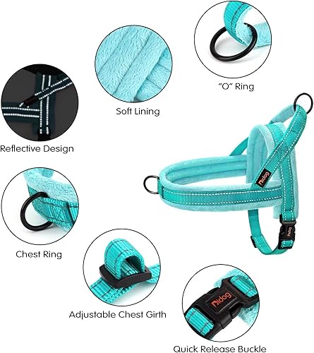 Miniatura 9 de Didog - Arnés chaleco de franela suave acolchado para perro, a prueba de escapeajuste rápido, correa reflectante para perro, fácil para caminar