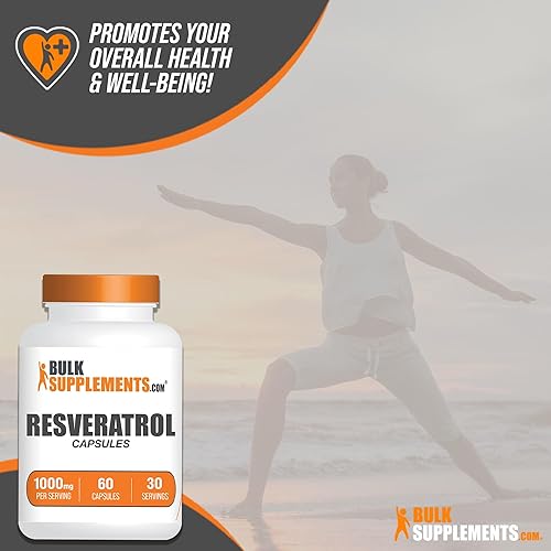 Miniatura 5 de BULKSUPPLEMENTS.COM Cápsulas de resveratrol - Suplemento de resveratrol, Polygonum Cuspidatum, Resveratrol 1000mg - Suplemento antioxidante,